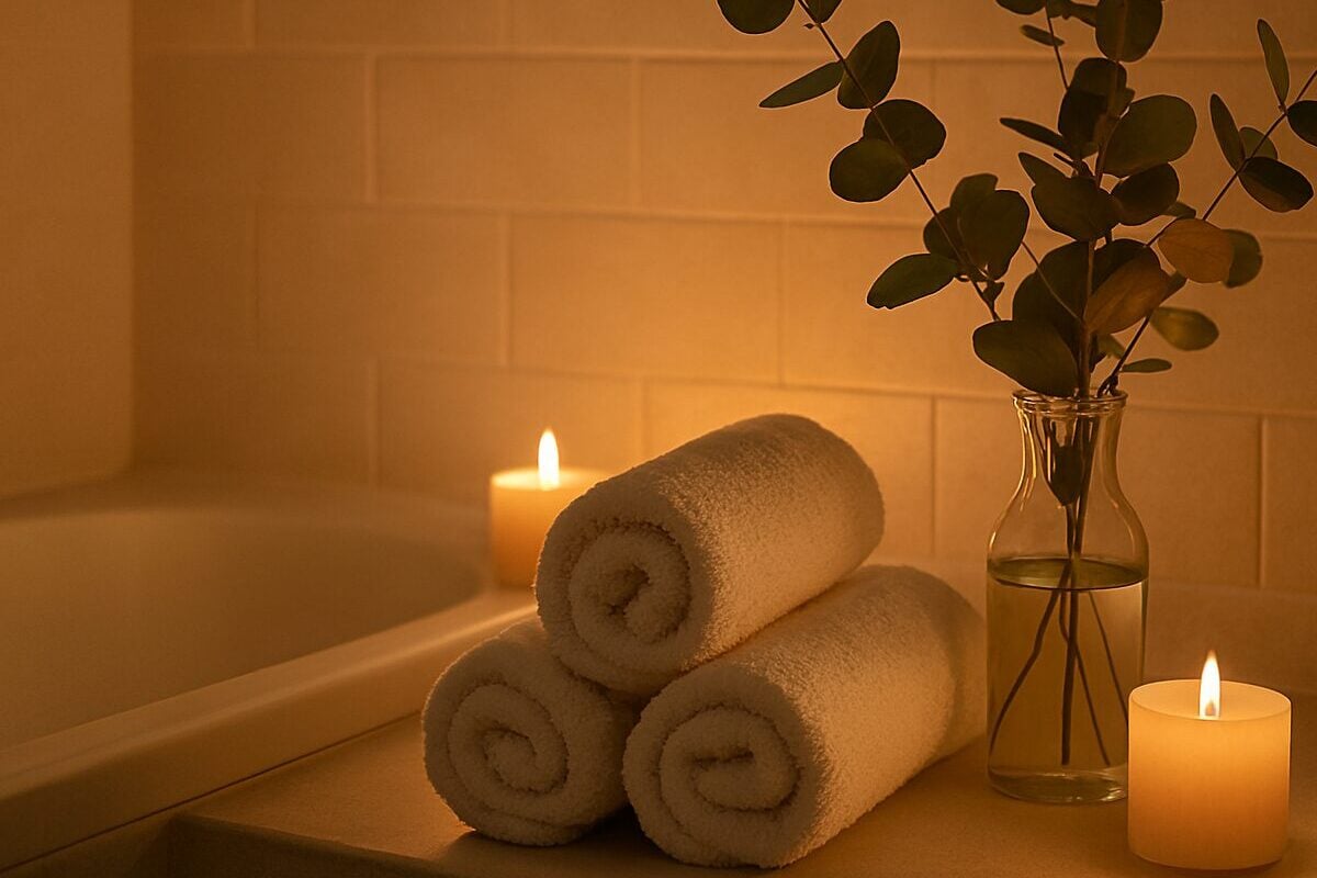 bathroom, spa atmosphere, eucalyptus