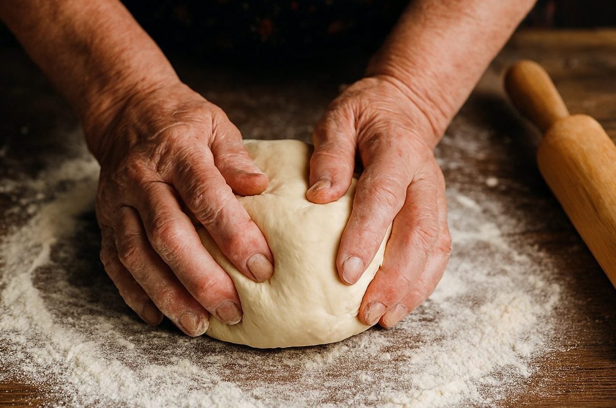 grandma, dough, baking