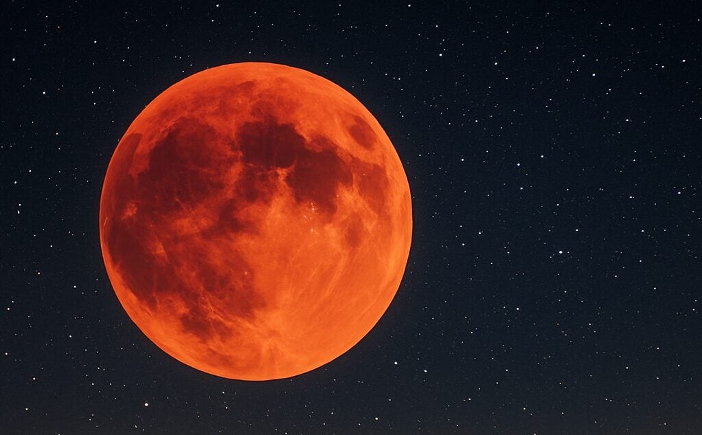 blood moon, night sky, lunar eclipse