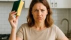 kitchen cleaning, bad smell, frustrated woman