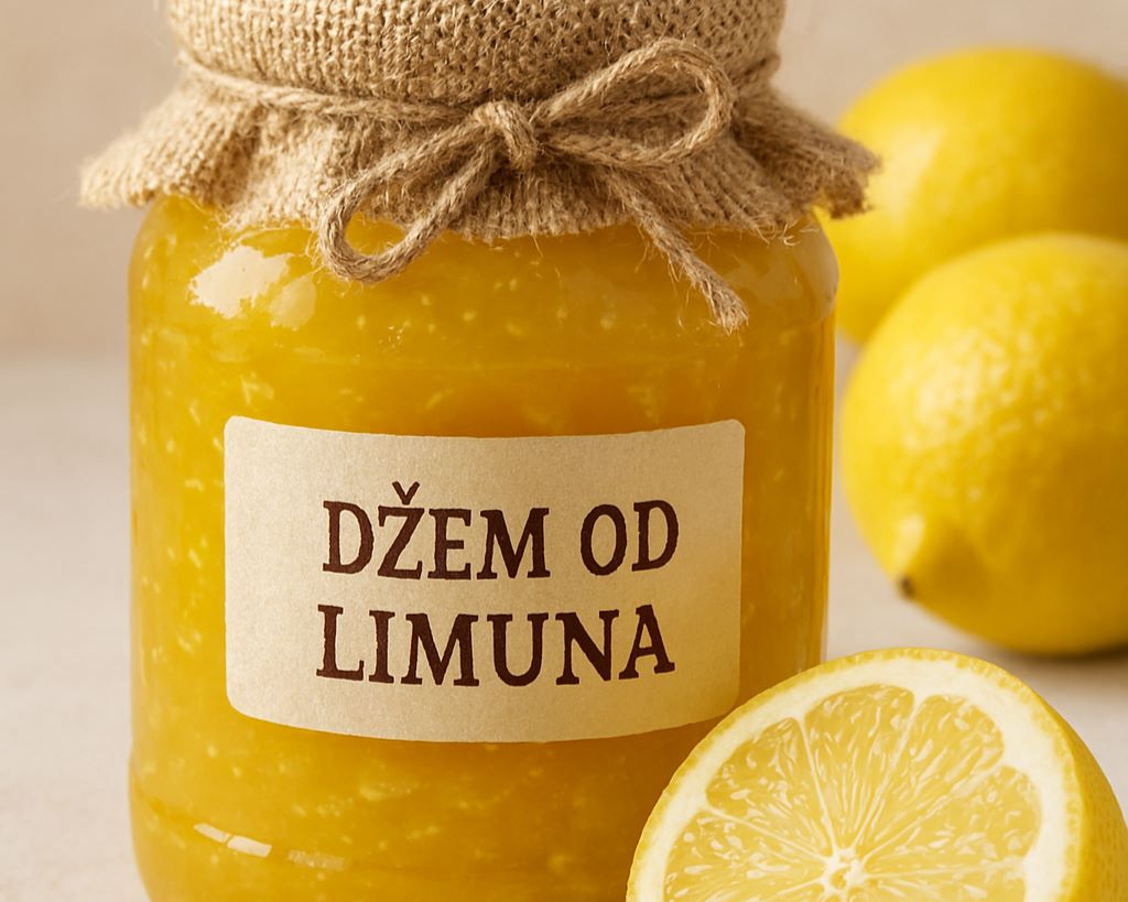 Zlatno-žuti domaći džem od limuna u tegli