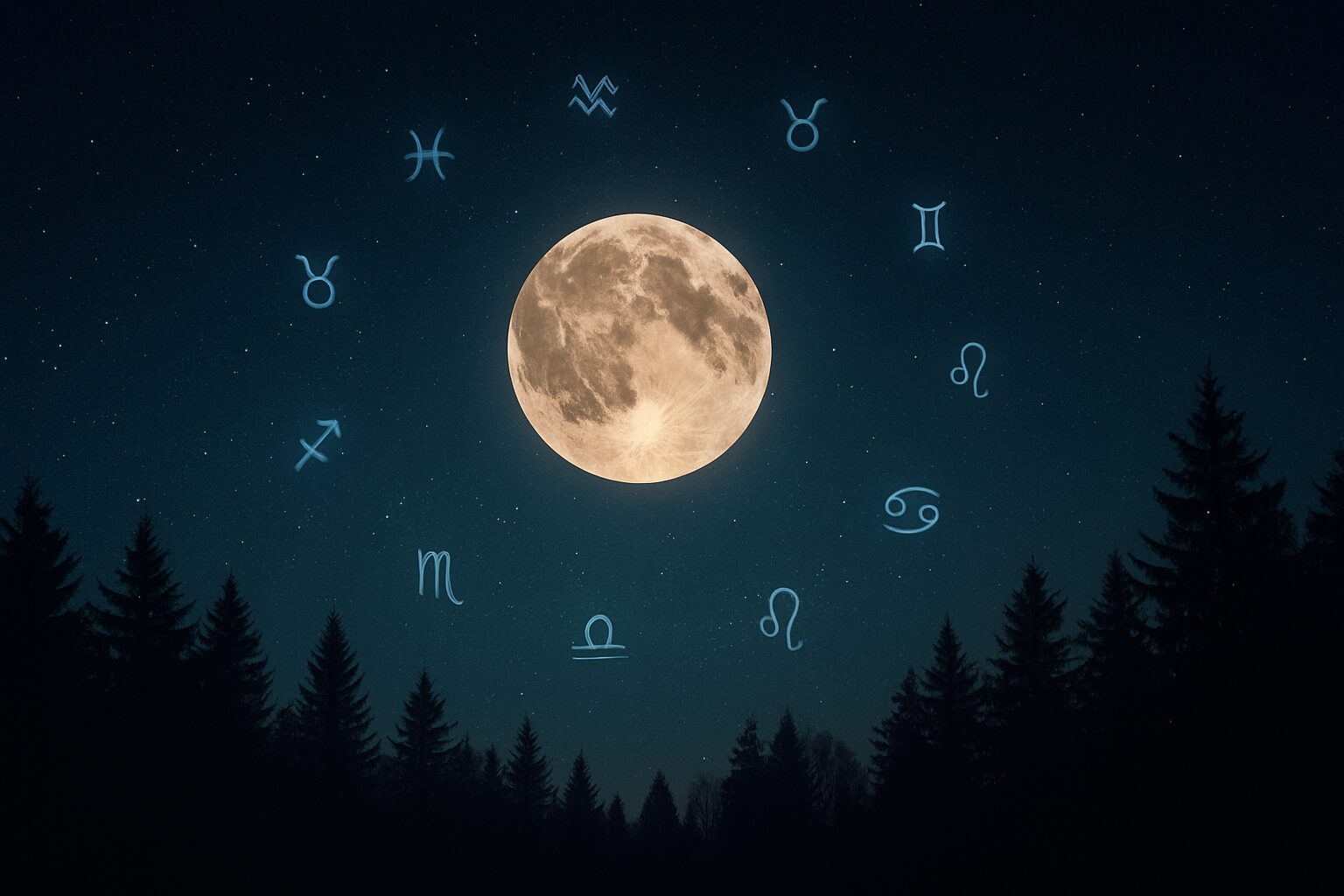 Pun Mesec iznad šume sa astrološkom porukom 31. oktobra.