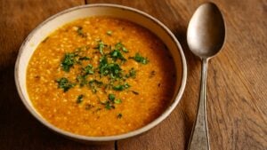 Tarana za stomak u činiji na drvenom stolu.