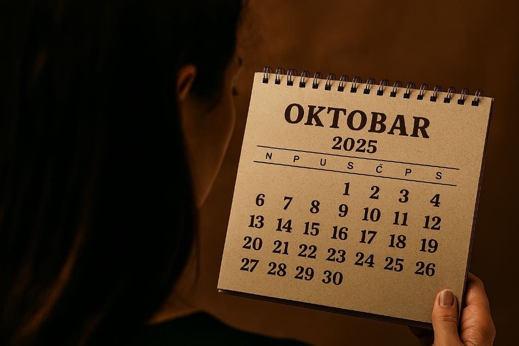 žena gleda u kalendar za oktobar