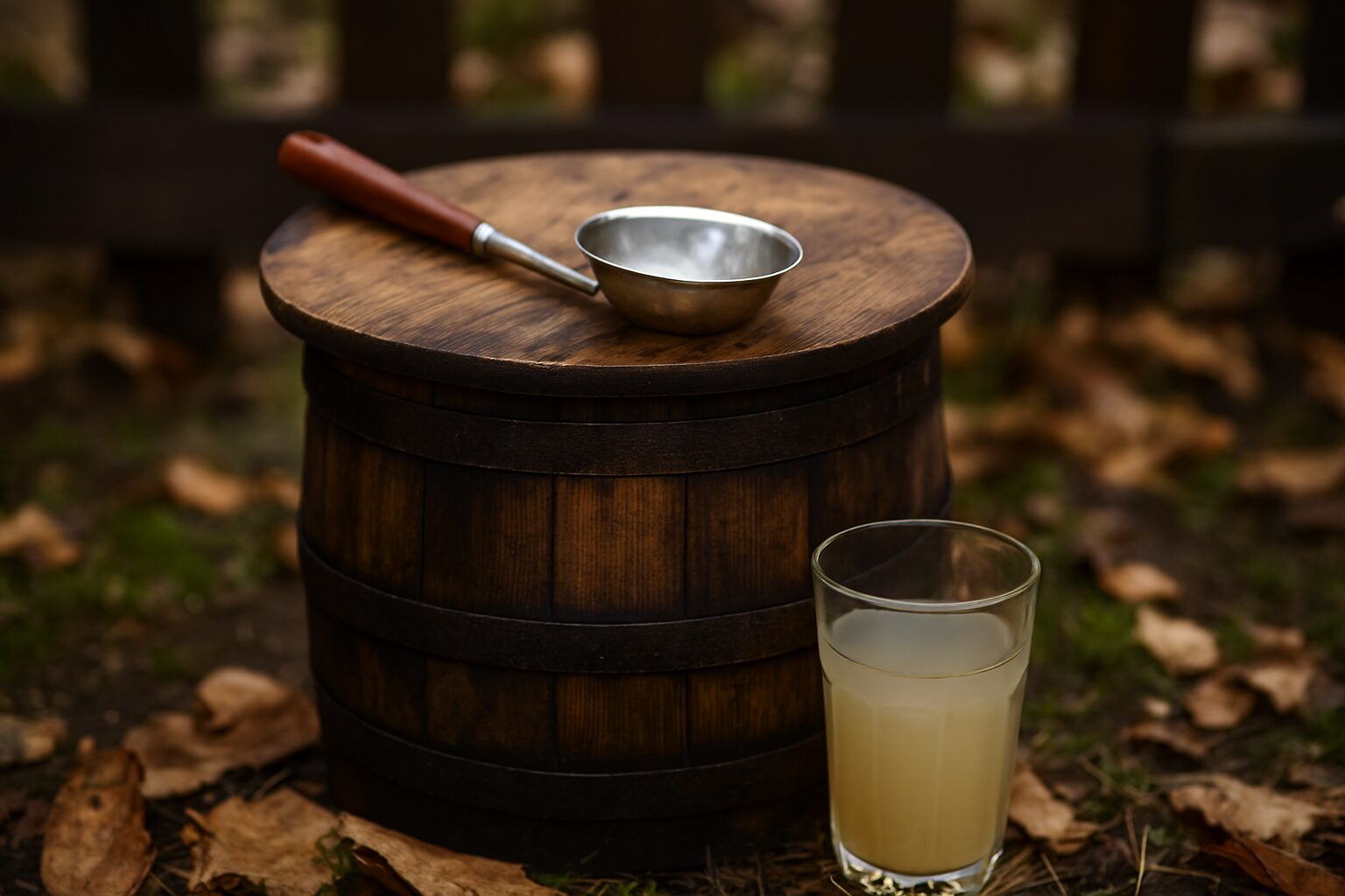 Pretakanje kiselog kupusa iz drvenog bureta