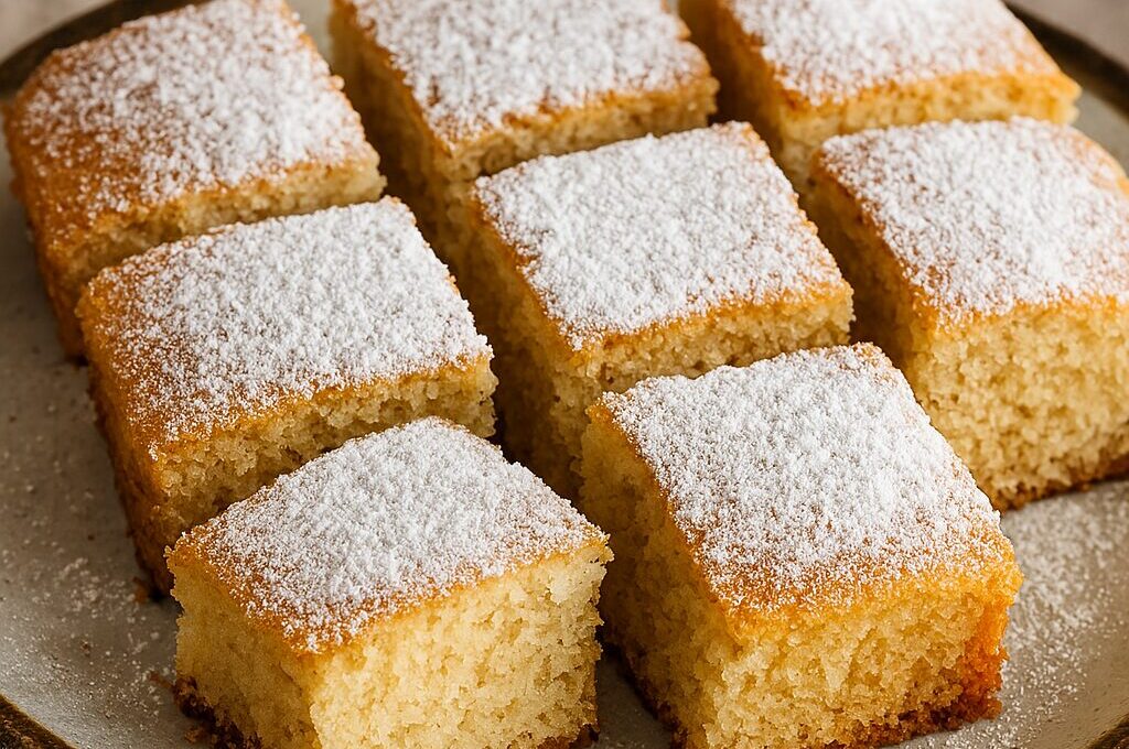 Najmekši kolač bez jaja i mleka na tanjiru, spreman za posluživanje.